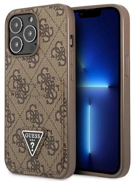 Guess 4G Triangle Logo Cardslot Case for iPhone 13 Pro / 13 - Brown