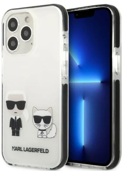Husa telefon Karl Lagerfeld KLHCP13XTPEKCW Karl&Choupette iPhone 13 Pro Max 6.7" alb