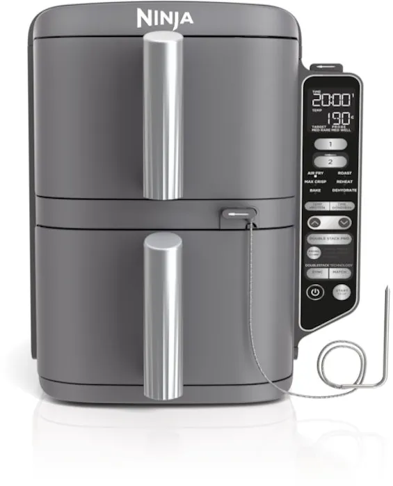 Friteuza dubla cu aer cald Ninja Double Stack 9.5L2470W, gri