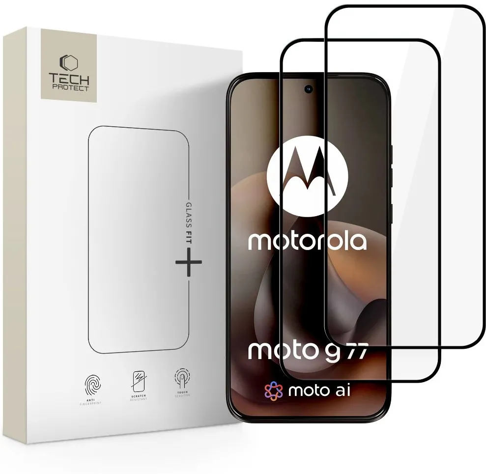 Set 2 folii sticla securizata Tech-Protect Glass Fit+ Motorola Moto G67 / G77 negru
