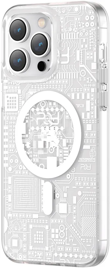 Husa magnetica pentru iPhone 14 Plus MagSafe PQY Geek Series argintie