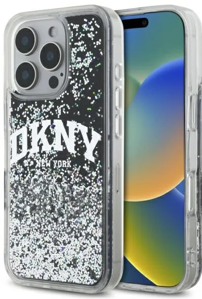 Husa protectie DKNY DKHCP16XLBNAEK Liquid Glitter Arch Logo iPhone 16 Pro Max 6.9" negru
