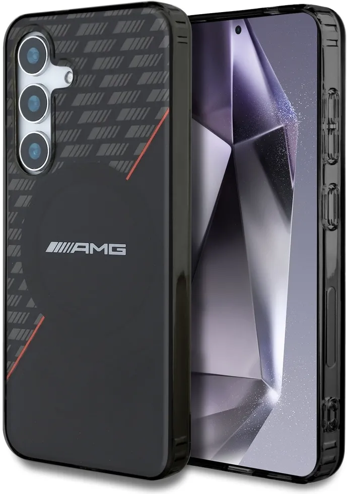 Husa protectie AMG Double Layer Rhombs MagSafe Samsung Galaxy S25+ negru/rosu