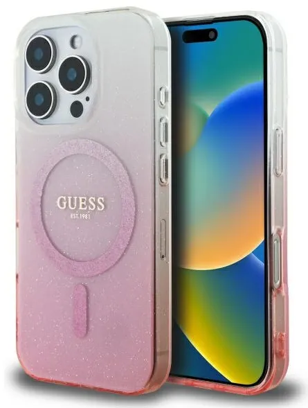Guess IML Glitter Gradient MagSafe Case for iPhone 16 Pro - Pink