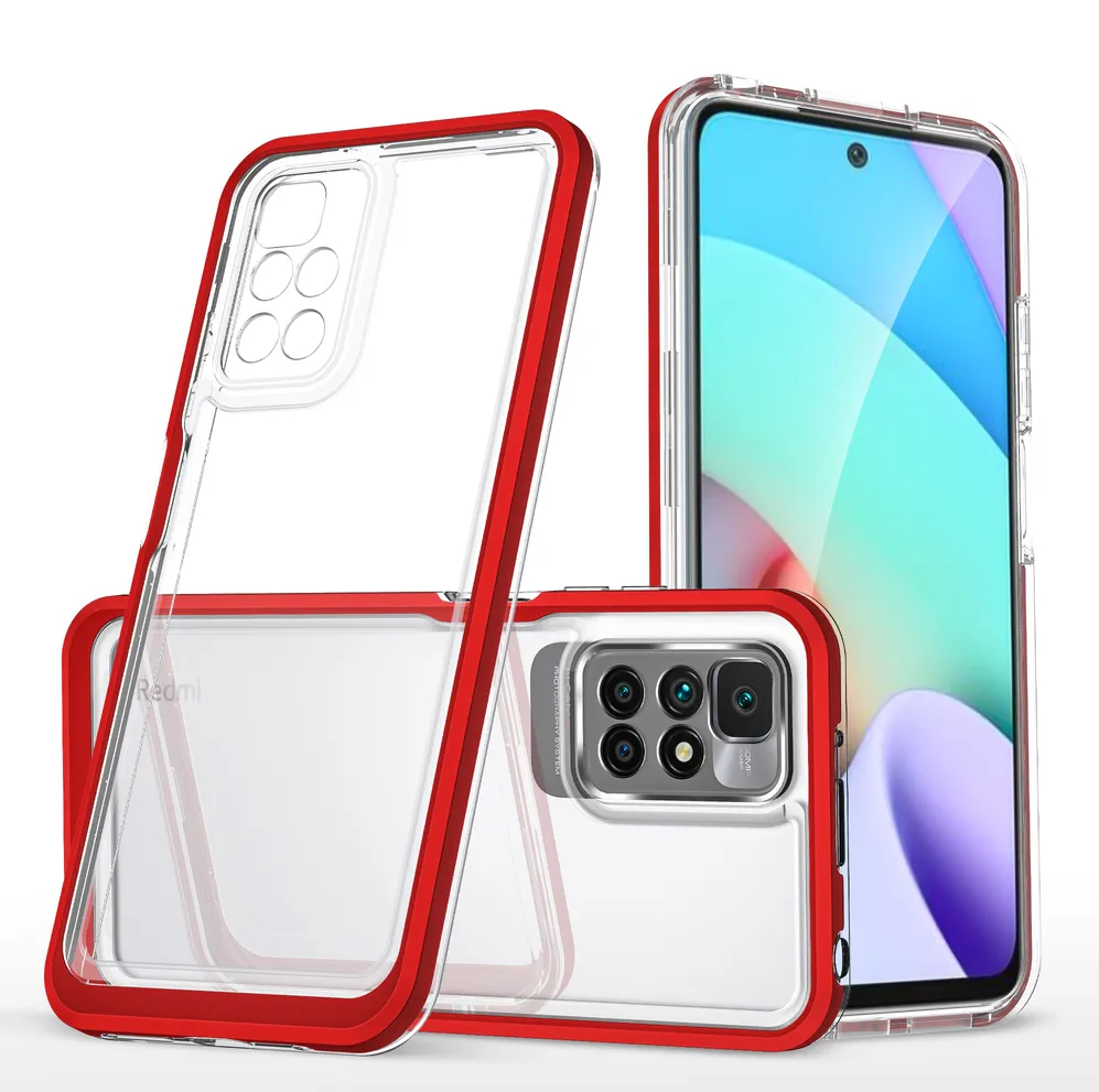 Husa Clear 3in1 cu rama din gel Xiaomi Redmi 10 transparent/rosu
