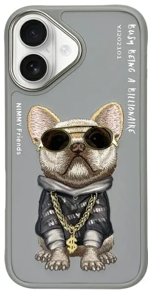 Nimmy Glasses Cool Dog iPhone 16 Case - Gray