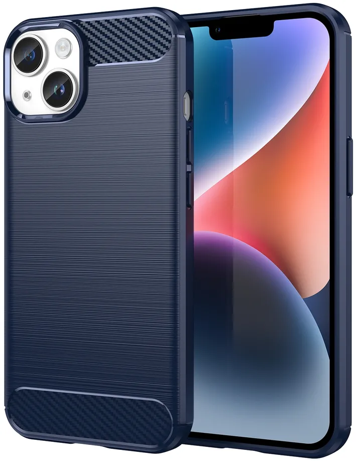 Husa flexibila Carbon Case iPhone 14 albastru