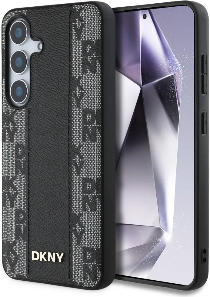 Husa protectie DKNY Leather Checkered Pattern MagSafe Samsung Galaxy S25 negru