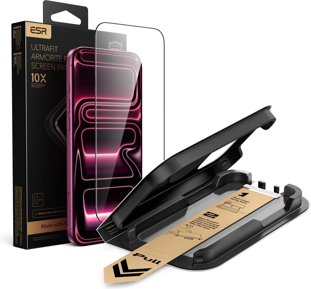 Folie protectie sticla ESR UltraFit Armorite Pro iPhone 18 Pro Max / 17 Pro Max negru