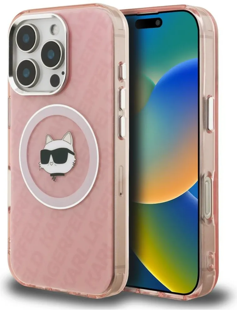 Karl Lagerfeld IML Choupette Head Logo MagSafe Case for iPhone 16 Pro Max - Pink