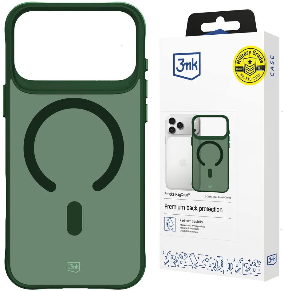 Husa protectie 3MK Smoke MagCase iPhone 17 Pro verde semi-transparent