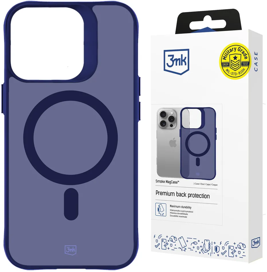 Husa protectie 3MK Smoke MagCase iPhone 16 Pro albastru semi-transparent