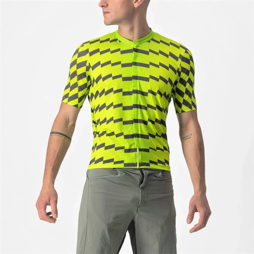 Tricou ciclism Castelli Unlimited Sterrato Jersey verde electric gri inchis 2XL