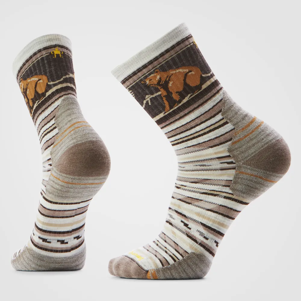 Sosete drumetie Smartwool Hike Bear Stripe Mid Crew Targeted Cushion gri L (42-45)