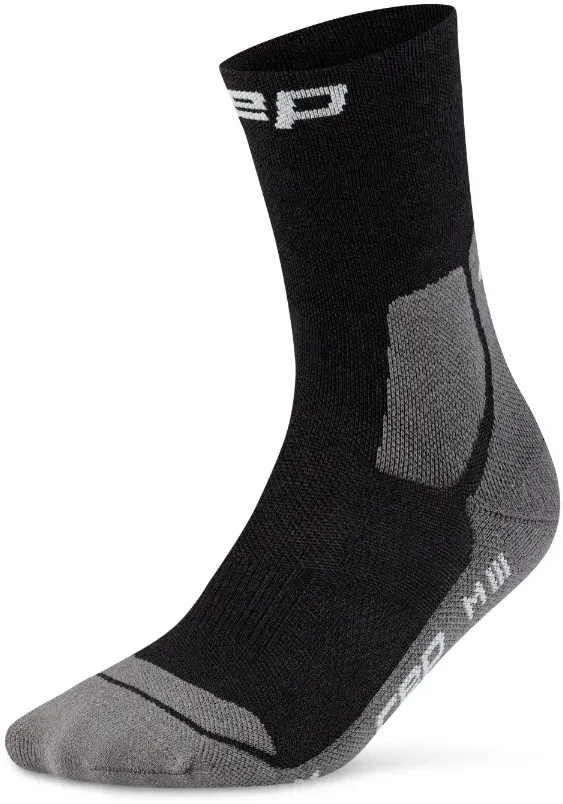 Sosete drumetie compresie CEP Hiking Light Cushion Mid Cut negru/gri III (39-42)