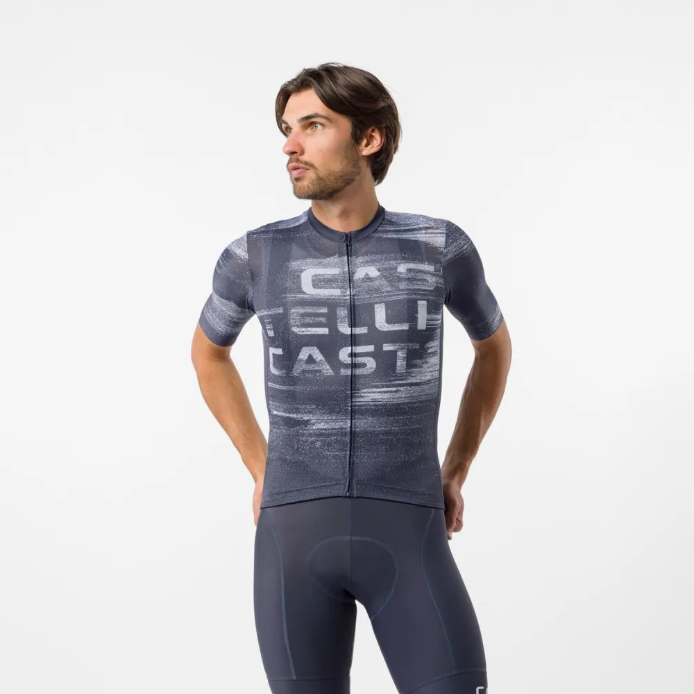 Tricou ciclism maneca scurta Castelli Stratus Logo twilight blue/winter sky L
