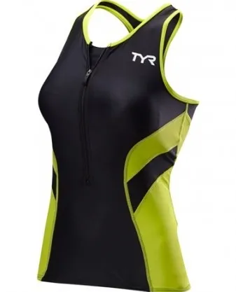 Maiou triatlon dama TYR Tri Tank Comp negru/lime S