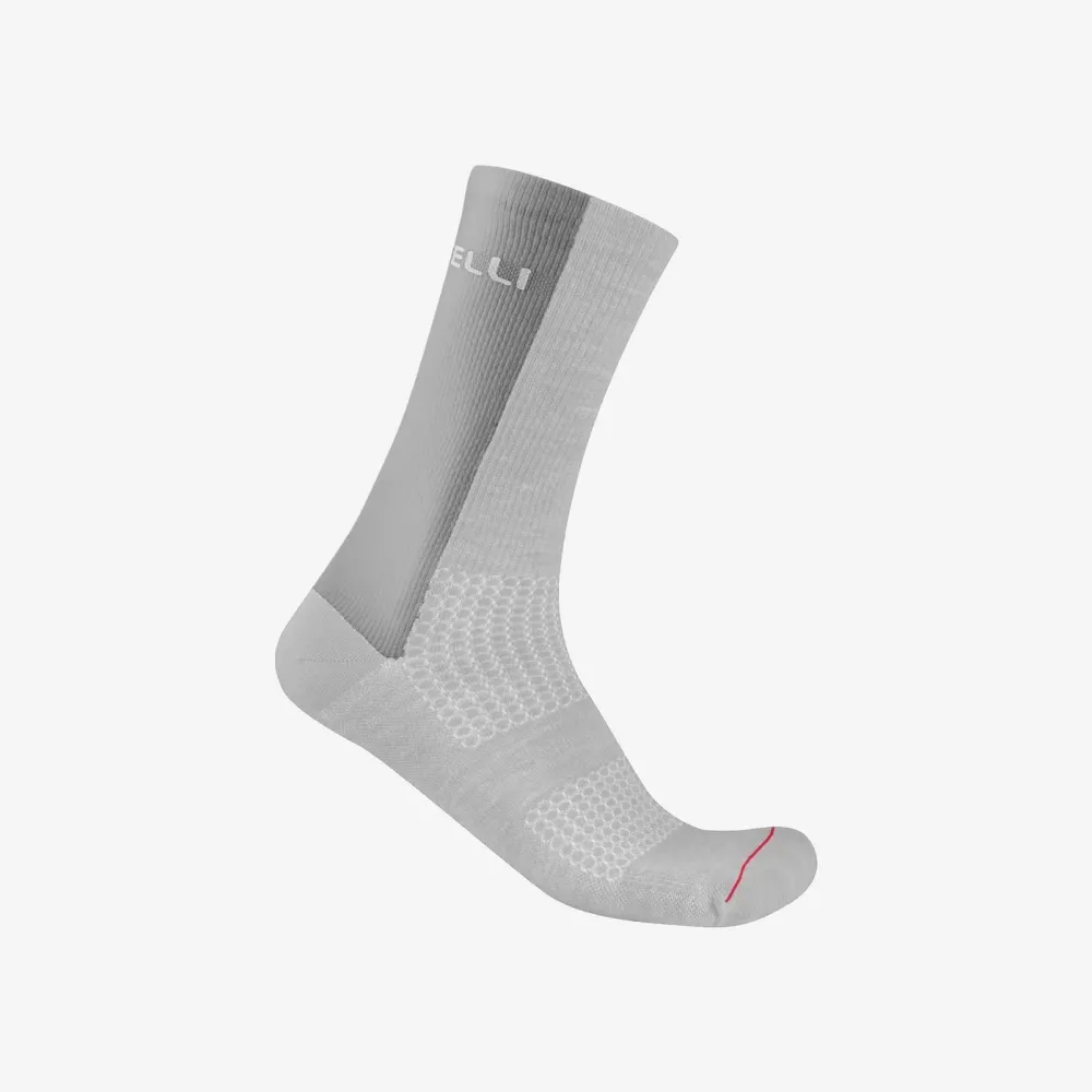 Sosete ciclism Castelli Logo 18 Merino gri argintiu/gri inchis L/XL 40-43