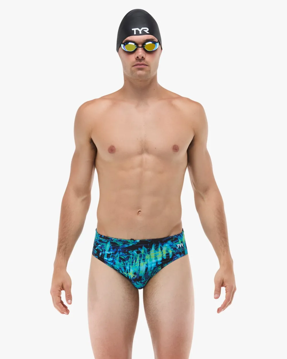 Costum inot slip barbati TYR Durafast Lite Brief Seismo albastru verde 30 (S)