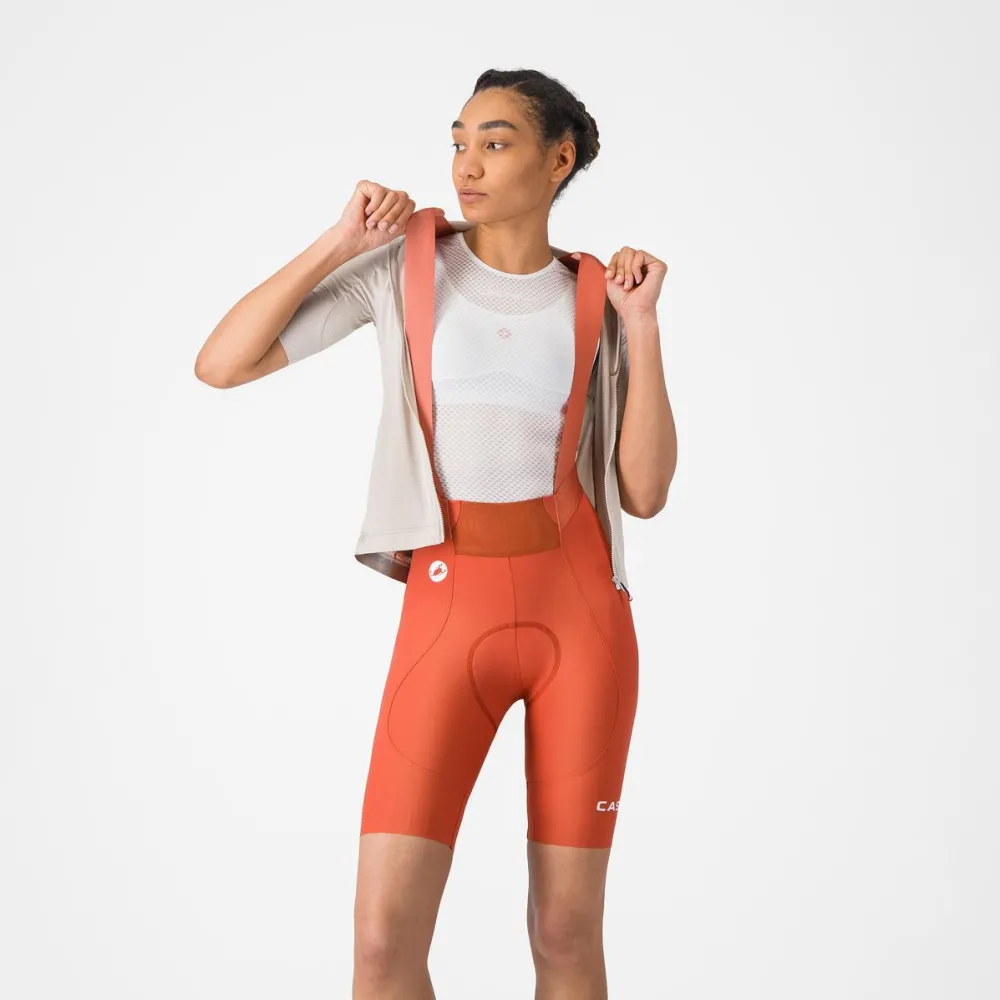 Pantaloni ciclism scurti cu bretele Castelli Espresso 2 W DT Bibshort paprika S