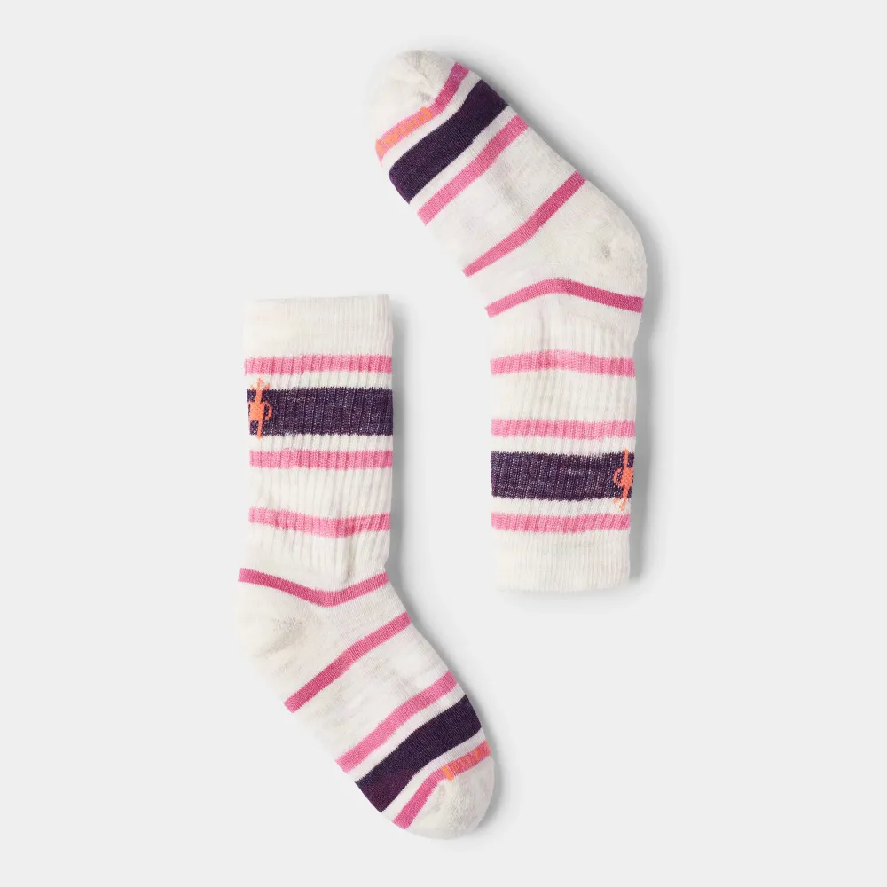 Sosete merino copii Smartwool Hike Striped Crew Light Cushion Moonbeam S (26-30)