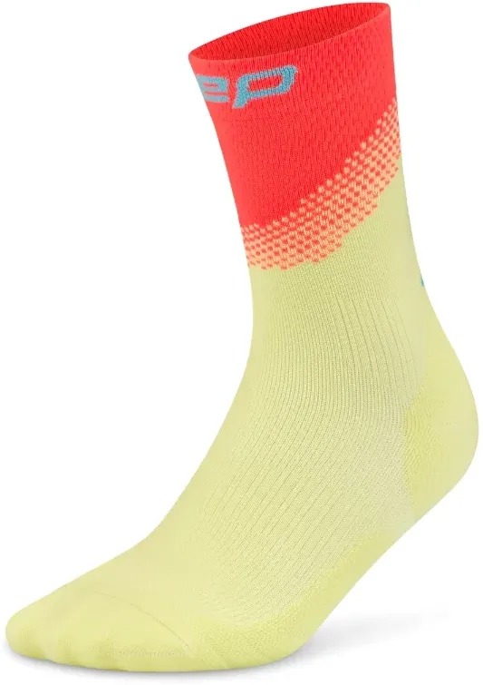 Sosete compresie medii CEP Run Edt. Split lime/neon coral