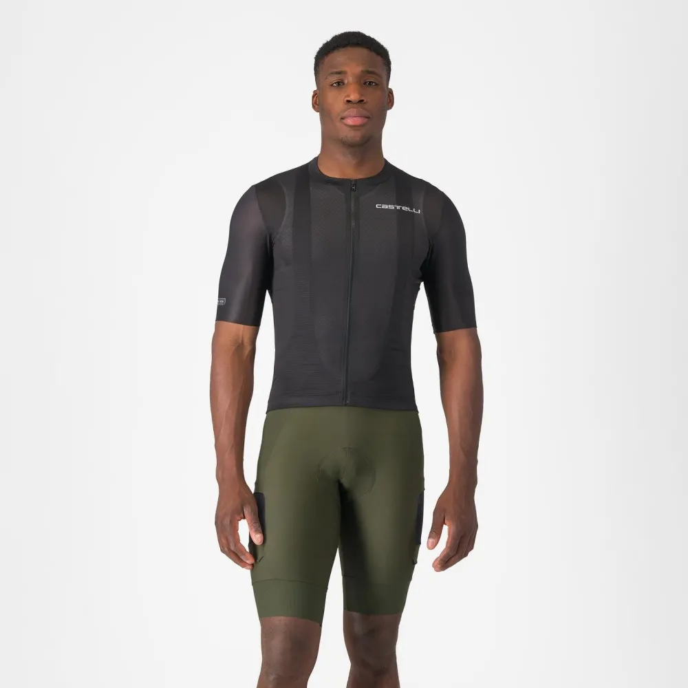 Pantaloni ciclism scurti cu bretele Castelli Unlimited Cargo Bibshort verde S