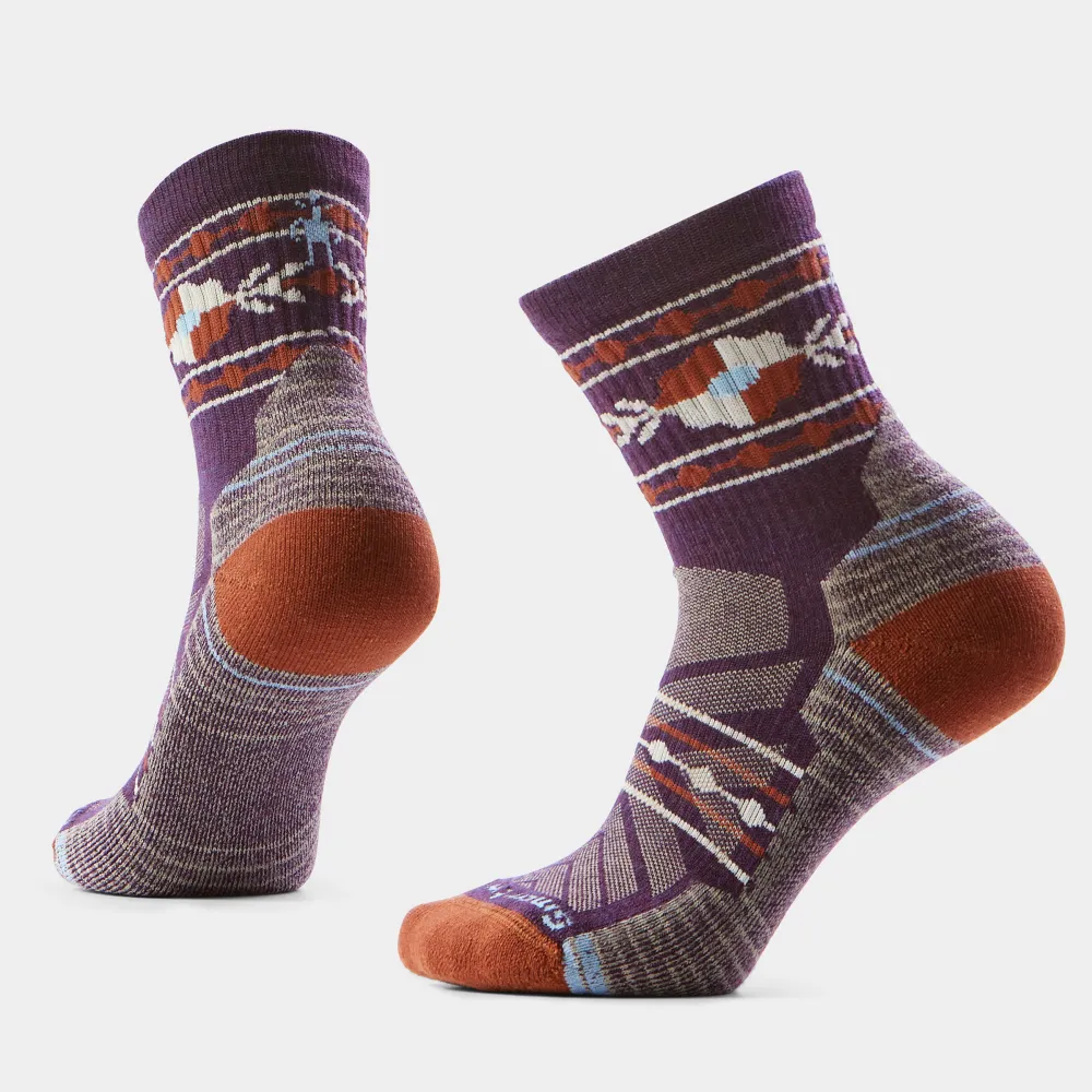Sosete merino dama Smartwool Crew Light Cushion Hike Retro Floral Purple Iris M (38-41)