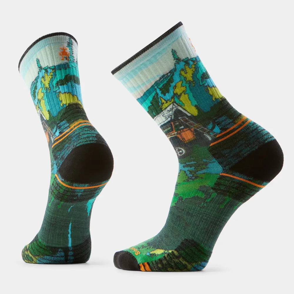 Sosete merino Smartwool Hike Trail Trekker Print Crew Targeted Cushion Winter Moss L (42-45)