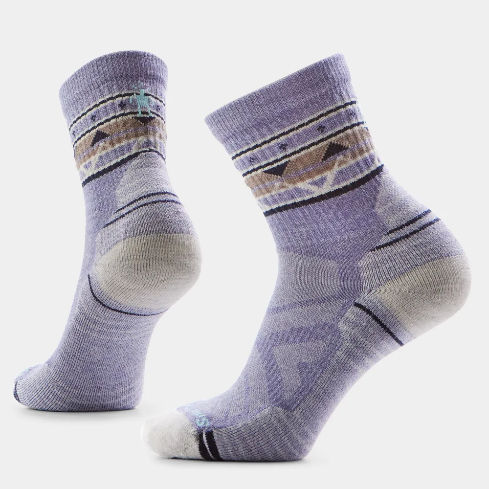 Sosete drumetie dama Smartwool Crew Light Cushion Hike Zig Zag Valle merino Chalk Violet L (42-45)