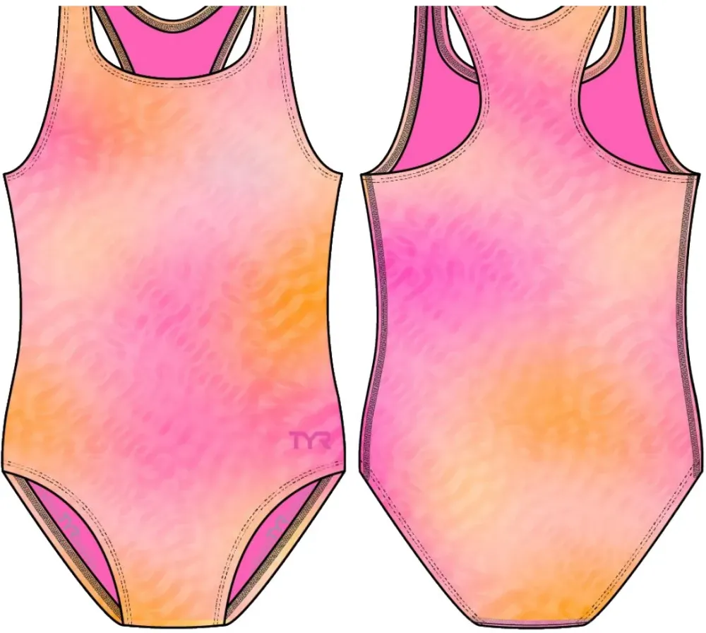 Costum inot intreg fete TYR Durafast Elite Ella Maxfit Sonorous roz/portocaliu XL