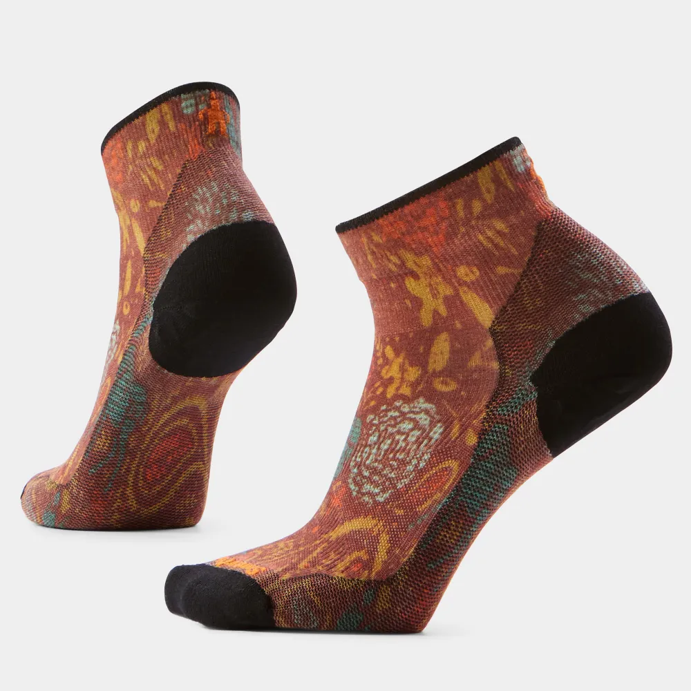 Sosete merino ciclism dama Smartwool Crew Zero Cushion Bike Paisley Print Picante S (34-37)