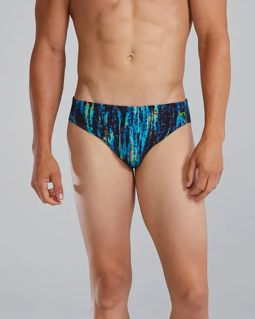 Costum inot slip barbati TYR Durafast Elite Brief Aurora Blue Rainbow/negru 30 (S)