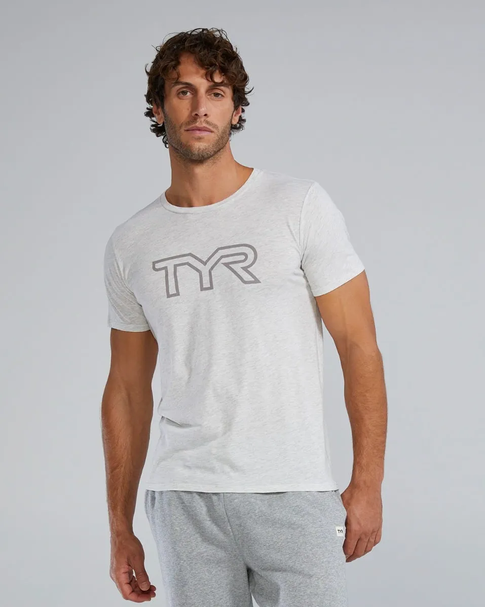 Tricou tehnic TYR Ultrasoft Lightweight Tri Blend cu logo mare Ash Heather XS