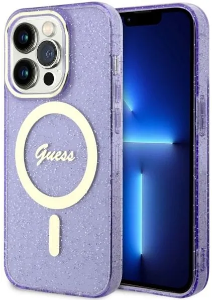 Husa Guess GUHMP14XHCMCGU Glitter Gold MagSafe iPhone 14 Pro Max violet