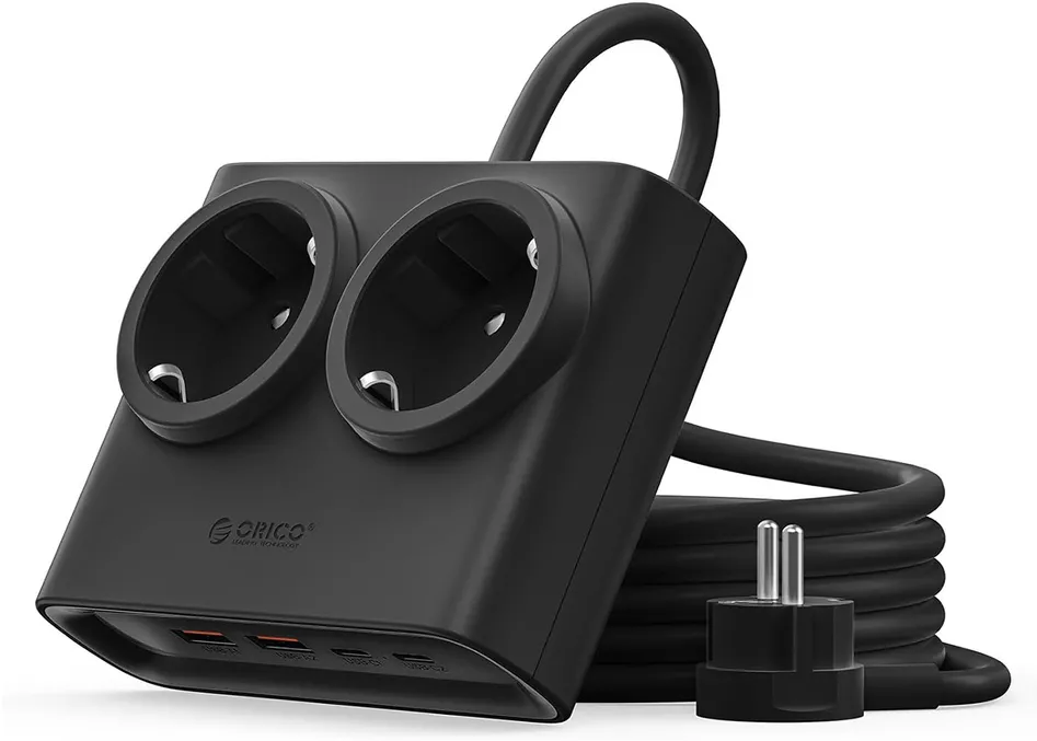 Orico PDC25 25W 6in1 Power Strip 2x AC + 2x USB-A + 2x USB-C - Black