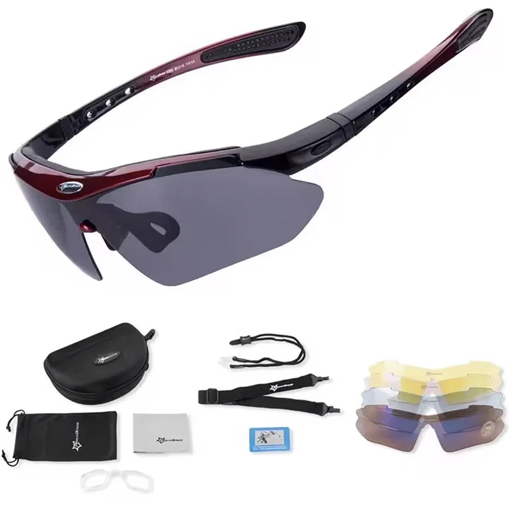 Ochelari ciclism polarizati RockBros 10001 negru/rosu