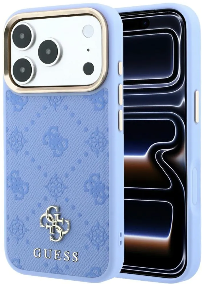 Husa protectie Guess Peony 4G Small Logo MagSafe iPhone 18 Pro Max / 17 Pro Max albastru deschis