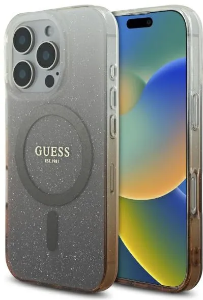 Husa Guess IML Glitter Gradient MagSafe iPhone 16 Pro maro