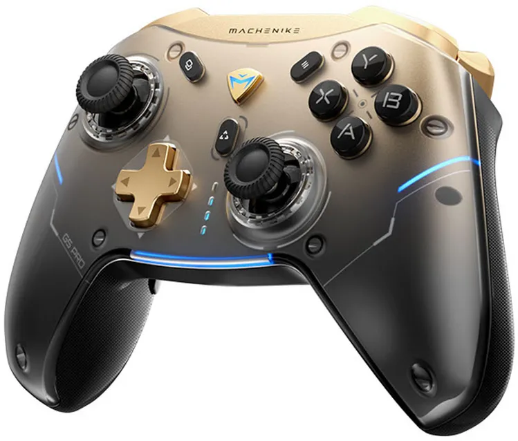 Controller gaming wireless Machenike G5Pro Flagship 2.4GHz Bluetooth cu fir giroscop negru/auriu