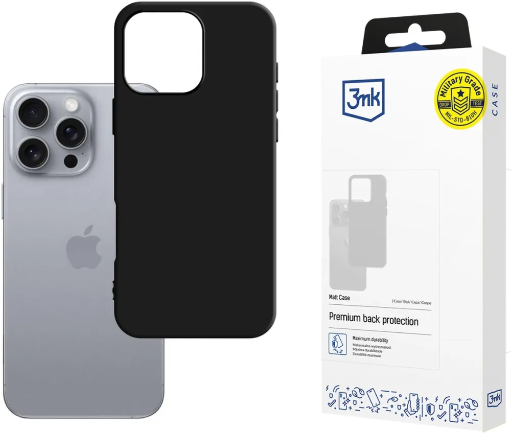 Husa protectie 3MK Matt Case negru iPhone 16 Pro Max