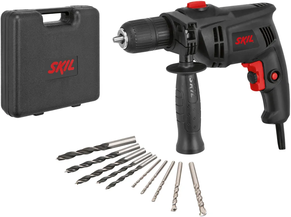 Masina de gaurit cu percutie Skil 1020 AD, 550W, 2700 RPM, 5 burghie zidarie + 5 burghie lemn + Valiza