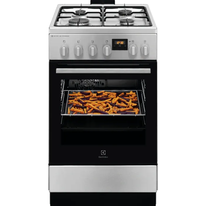 Aragaz LKK564221X, Mixt, 4 arzatoare, Cuptor electric, Autocuratare catalitica, SteamBake, AirFry, Timer, Grill electric, Clasa A, 50 cm, Inox