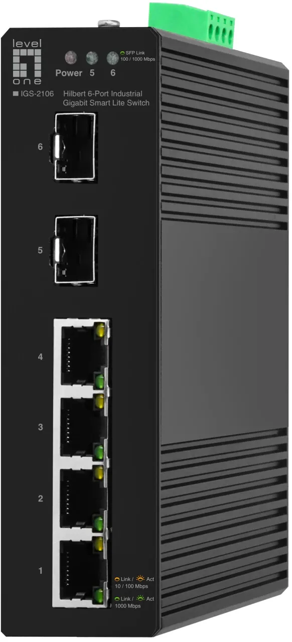 Switch Level One Industr. 4xGE/2xSFP/IP30 Hilbert SL managed