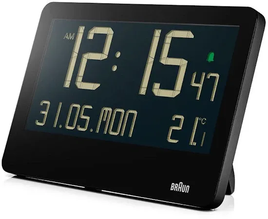 Ceas de perete digital radio controlat BRAUN BC 14 negru