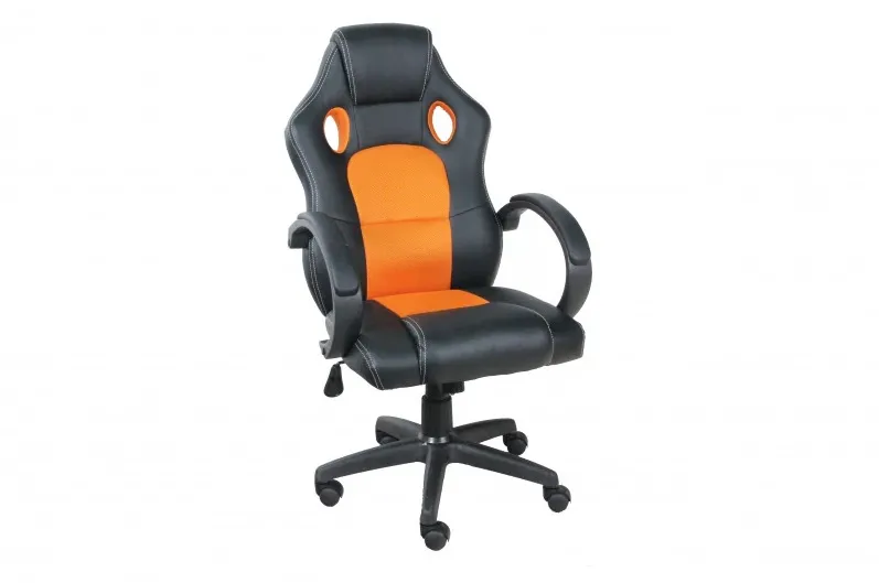 Scaun Gaming Spacer imitatie piele; material textil, black & orange, greutate max. 120kg, dimensiuni 59*70*106~114cm