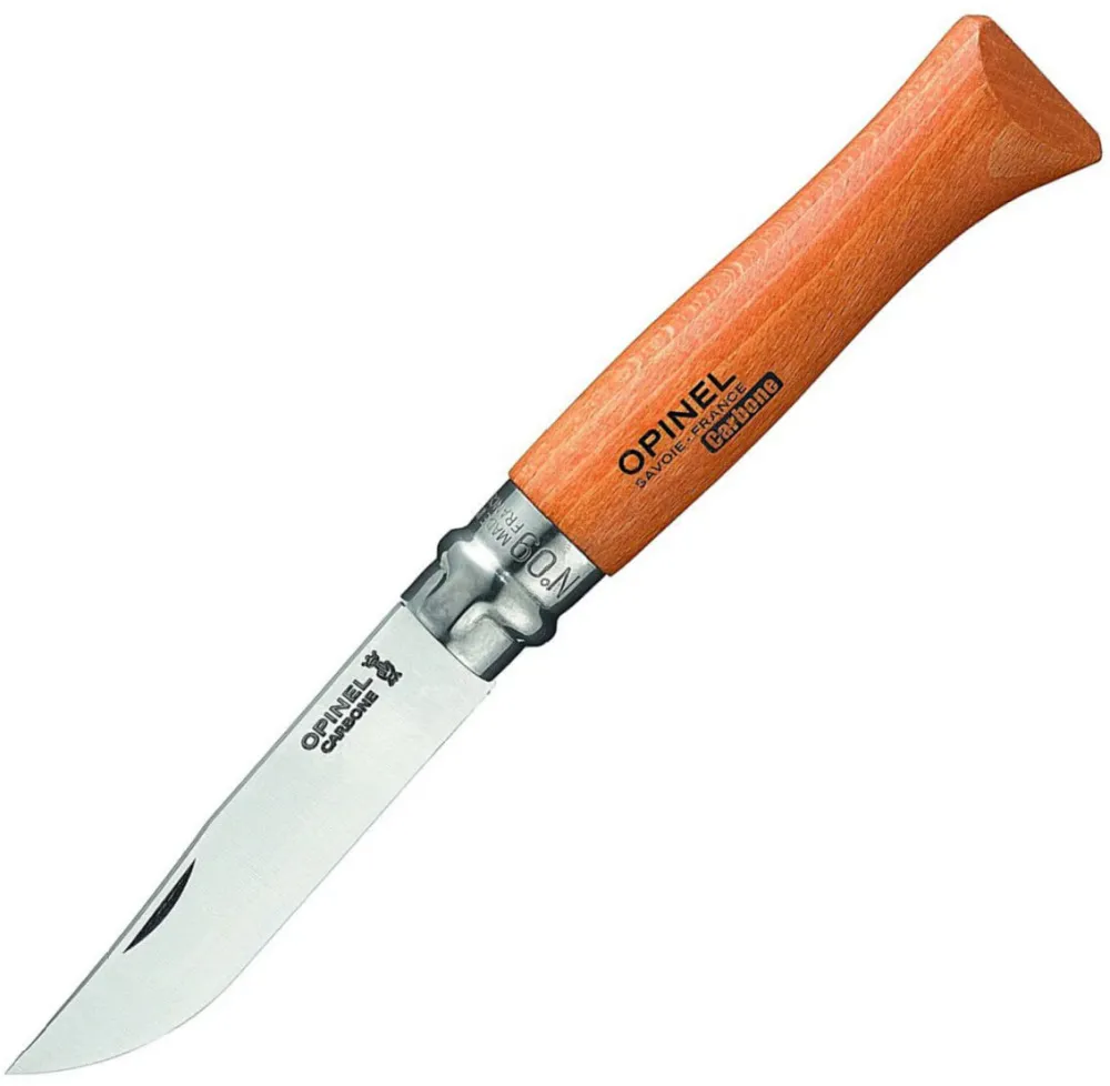 Opinel pocket knife No. 09 carbon blade with wood handle
