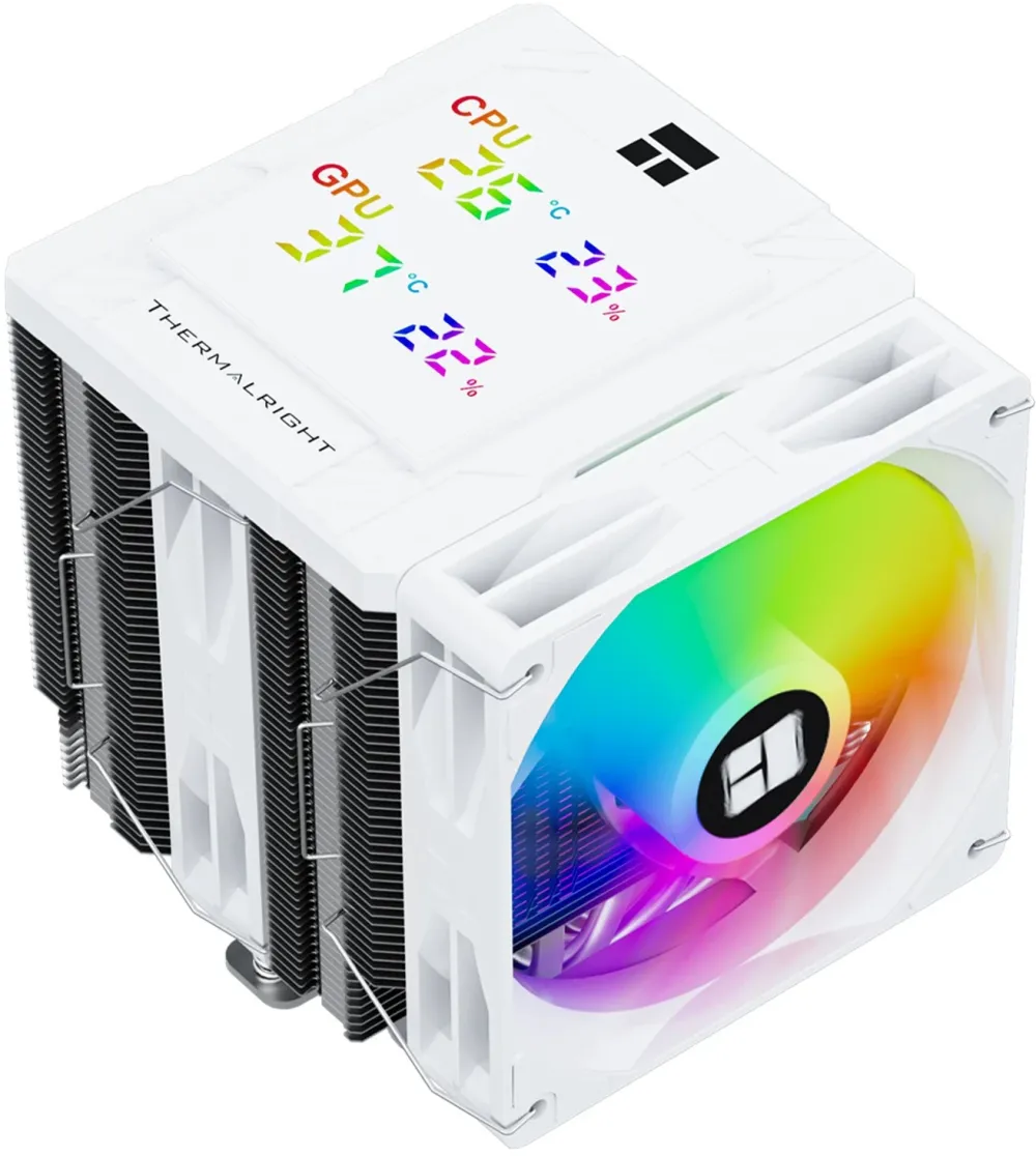 Cooler THERMALRIGHT "Peerless Assassin 120 Digital WhiteArgb" skt. Intel si AMD, racire cu aer, vent. 2 x 120mm (TL-C12C-X28-S V2), 1850 rpm, 6 heatpipes, inaltime 162mm, ARGB