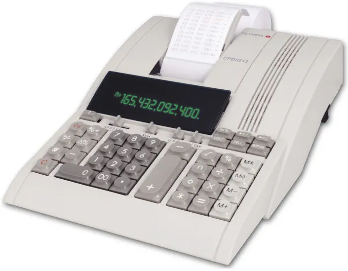 Calculator de birou cu imprimanta OLYMPIA CPD 5212 12 digiti alb
