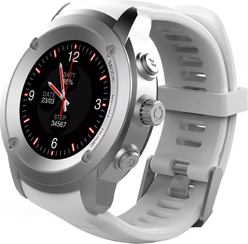 Smartwatch FitGo FW17 Power, GPS, bratara neagra sport - Alb Argintiu